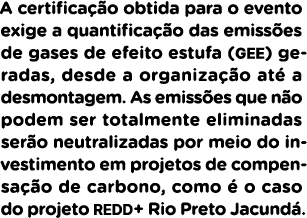 A certifica o obtida para o evento exige a quantifica  o das emiss es de gases de efeito estufa (GEE) geradas, desde...