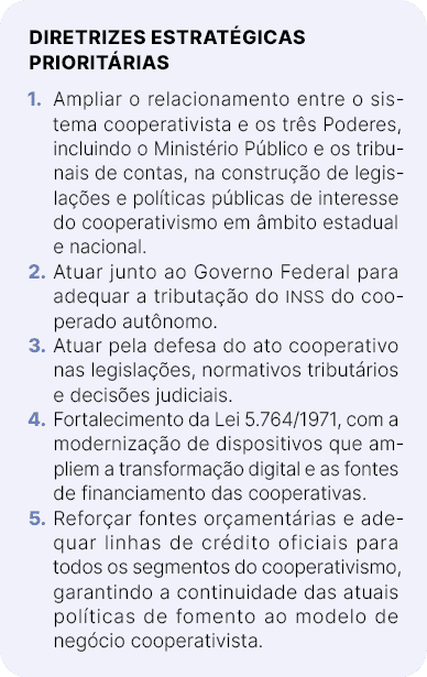 DIRETRIZES ESTRAT GICAS PRIORIT RIAS 1. Ampliar o relacionamento entre o sistema cooperativista e os tr s Poderes, in...