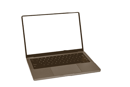 A laptop with a brown screen. Description generated by AI