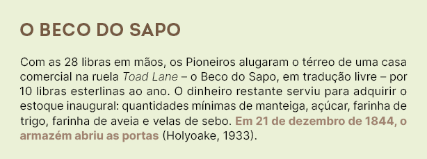 O Beco do Sapo Com as 28 libras em m os, os Pioneiros alugaram o t rreo de uma casa comercial na ruela Toad Lane – o ...