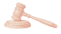 A wooden gavel with a white handle. Description generated by AI