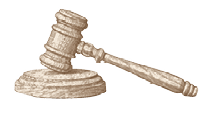 A wooden gavel with a black handle. Description generated by AI