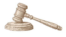 A wooden gavel with a black handle. Description generated by AI