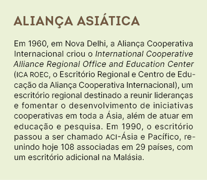 Alian a asi tica Em 1960, em Nova Delhi, a Alian a Cooperativa Internacional criou o International Cooperative Allian...