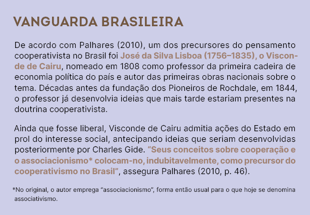 Vanguarda brasileira De acordo com Palhares (2010), um dos precursores do pensamento cooperativista no Brasil foi Jos...