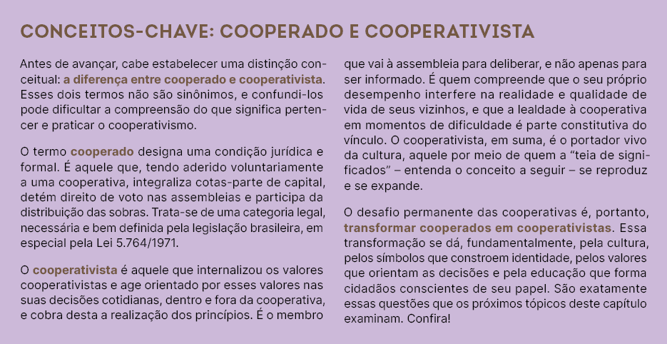 Conceitos chave: cooperado e cooperativista Antes de avan ar, cabe estabelecer uma distin o conceitual: a diferen a ...