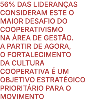 56% das lideran as consideram este o maior desafio do cooperativismo na rea de gest o. A partir de agora, o fortalec...