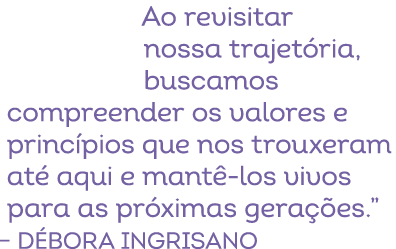 Ao revisitar nossa trajet ria, buscamos compreender os valores e princ pios que nos trouxeram at aqui e mant  los vi...