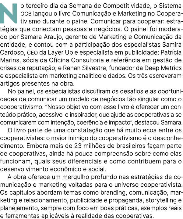 No terceiro dia da Semana de Competitividade, o Sistema OCB lan ou o livro Comunica o e Marketing no Cooperativismo ...
