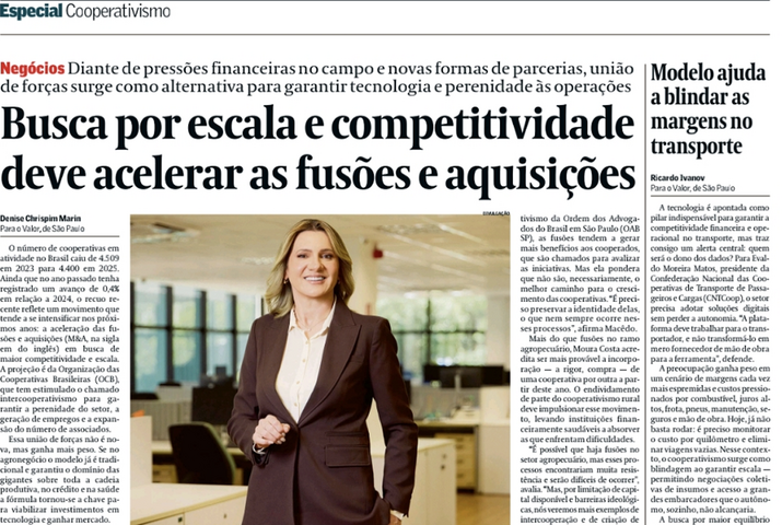 Jornal Valor Econômico destaca força e diversidade do cooperativismo 